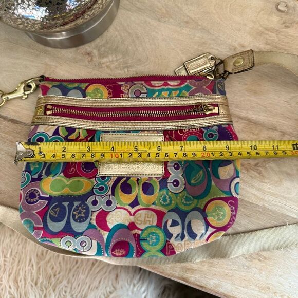 Coach Poppy Multi Color Nylon Baguette Crossbody Bag Purse - Picture 7 of 8